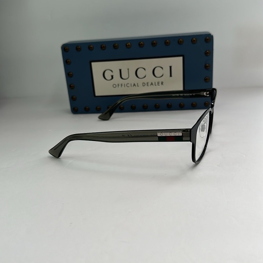 Auth - Gucci GG1118O 003 Eyeglasses Men's Black/Grey Full Rim Square Shape 52-2… - Picture 7 of 16